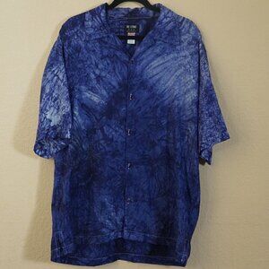Vintage BC Ethic Smooth Fit Blue Marbling Print Long Sleeve Shirt XL Western